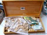 Wooden parts for crafting in a nice wooden storage box 7