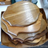 Six wooden antler mount boards, largest is 15