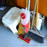 Rubbermaid step stool, push brooms, Shur-Line stain system, more. Stool is about 14