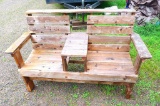 Sturdy wooden bench matches lots 298, 288, and 389. Measures about 58