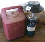 Coleman propane lantern comes with case. Stands about 2' to top of handle. Will need new mantles and