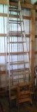10' wooden Werner ladder and a smaller wooden step stool. Werner ladder is model W3610 and has a 225