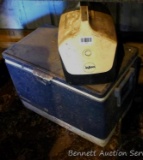 Retro Coleman cooler and a Igloo Lunchmate lunchbox. Cooler is about 24