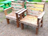 2 sturdy wooden chairs match lots 388, 291, and 389. Measure about 31