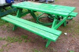 Sturdy wooden picnic bench is about 72
