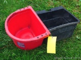 Little Giant and Fortiflex horse or animal feeder/ waterers. Red one is about 14