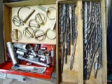 Spade bits, twist drills, assorted sockets, hitch pins.