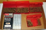Over 200 rounds 9mm Luger, plus 4 cartridge cases and some empty brass.