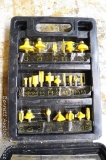 Almost a complete set of router bits, some have bearings. Largest is 1