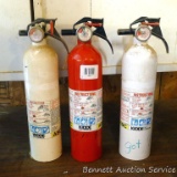 No Shipping. 3 fire extinguishers show that they're charged. Stand about 14