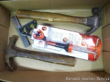 Weller medium duty soldering iron, Empire square, and two claw hammers. Longer hammer is 13-1/2