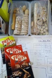 Wheels, dowels, balls, toy patterns, and other woodworking things come is two 6 qt totes. Patterns