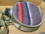 Vintage plastic lined canteen is about 8-3/4