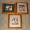 Three framed and matted prints, each is approx. 14