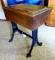Antique school desk with cast iron base is in very good condition, measures 21