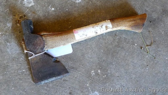 Stanley Handyman hatchet is 13" long with a 3-1/2" x 6-1/2" blade. Handle needs repair.