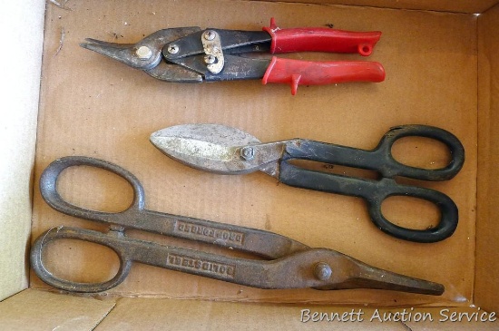 Three tin snips. Largest is 13" long.