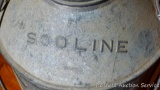 Antique galvanized Soo Line cream can stands 12