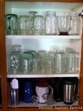 Mason jar mugs, glass tumblers, half pint jars, travel mugs, soup mugs, more.