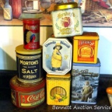 Hershey's, Lipton Tea, Morton Salt, Uneeda Biscuit, and other tins.