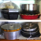 Two NordicWare Bundt pans; tube pan; cake pans, pie plates, loaf pans, sifter, more.
