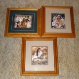 Three framed and matted prints, each is approx. 14