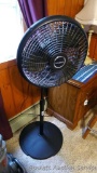 Lasko oscillating adjustable height floor fan has three speeds. Works.