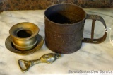 Dr. Detker sifter was made in Germany; brass toned pieces. Sifter looks to hold a cup or two.