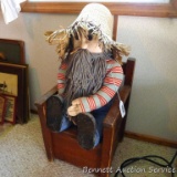 Rustic child's potty chair, plus a fun doll reminiscent of the Duck Dynasty guys. Potty chair is 21