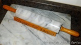 Marble pastry set includes rolling pin with holder and 12