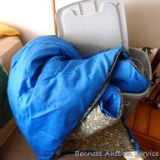 18 gallon tote with nylon sleeping bag. Sleeping bag has a nice heavy zipper.