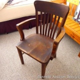 Antique wooden office chair by Heywood Wakefield is very sturdy and in good condition. Some minor