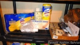NIP package of Lysol wipes, disposable gloves, toilet paper, Dutch Glow Cleaning Tonic concentrate