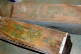 Two vintage 7UP soda crates, deeper is about 18
