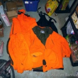 20 gallon tote holds heavier and lightweight blaze orange jackets, bibs, more. Black bibs are size