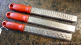 Set of three microplanes. Each is a different thickness and are 12-3/4