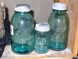 Two blue Ball strong shoulder jars are each 9