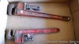 Two pipe wrenches, 10