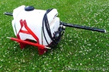Fimco 3-point sprayer tank is Model No. LG-40, has folding arms and hand wand. Unit is powered by a