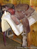 Tooled leather Western saddle with 14-1/2