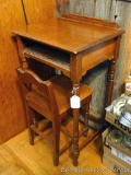 Cute little writing desk comes with a petite chair. Desk measures 30
