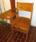 Nice sturdy vintage hardwood school desk stands 32