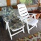 Two folding resin yard chairs are still pretty sturdy.