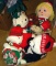 Collection of Christmas bears, plus a stuffed elf doll, rocking horse, etc.