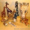 Giraffe lovers lot #1! Over 12 wooden giraffe figures, other giraffe collectibles. Some have minor