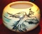 Ceramic round vase with hand painted bird, by Irene Gimeno. In very nice condition. Measures 8? in