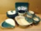 Twelve pcs. of green & tan pottery & dinnerware pcs by Irene Gimeno. All pieces appear in good