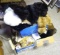 Lot of fur hats & fur pieces, leather scraps for crafting. Three boxes full of scraps in various