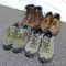 Four pair men's shoes: Wolverine leather boots size 11-1/2; Columbia partial leather size 12;