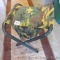 Camouflage folding hunting seat with storage compartment and shoulder strap, 16